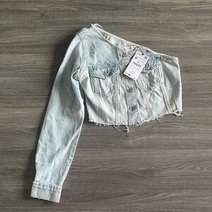 Zara Light Blue Cropped Denim Shirt
